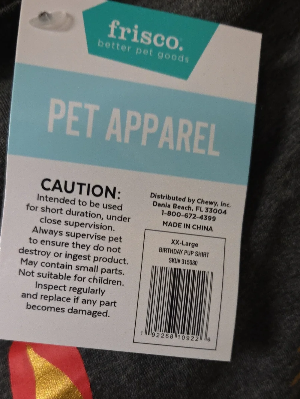 Birthday Pup Dog Shirt - Dark Gray Sz XXL